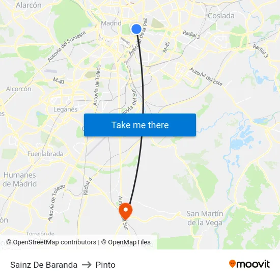 Sainz De Baranda to Pinto map