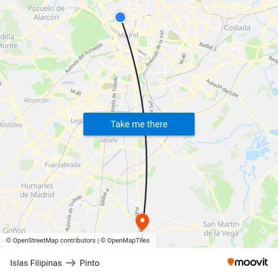 Islas Filipinas to Pinto map