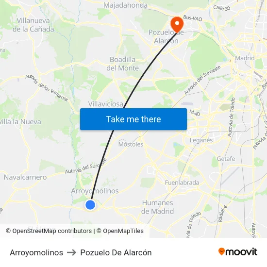Arroyomolinos to Pozuelo De Alarcón map