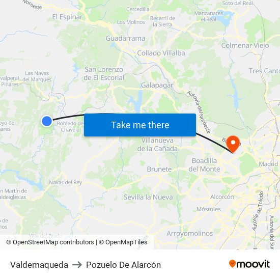 Valdemaqueda to Pozuelo De Alarcón map