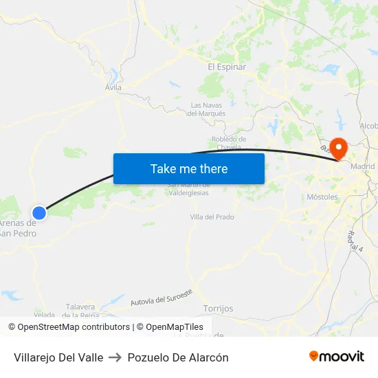 Villarejo Del Valle to Pozuelo De Alarcón map