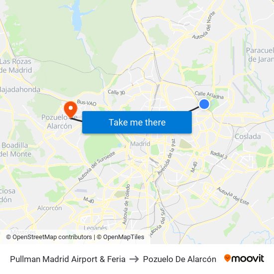 Pullman Madrid Airport & Feria to Pozuelo De Alarcón map