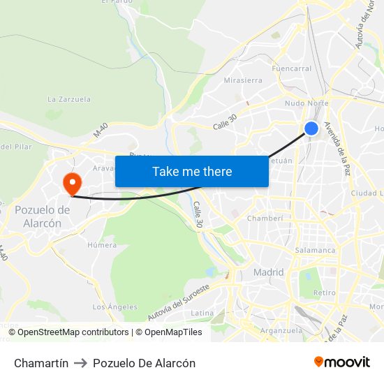 Chamartín to Pozuelo De Alarcón map