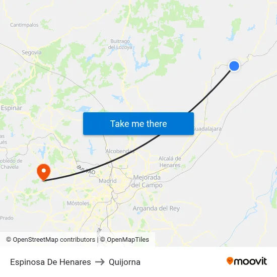 Espinosa De Henares to Quijorna map