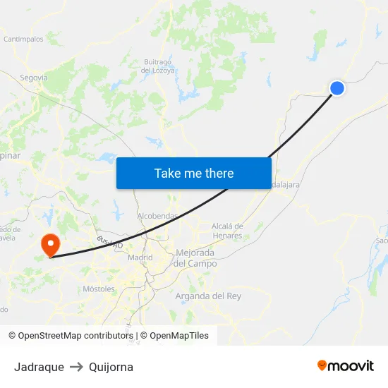 Jadraque to Quijorna map