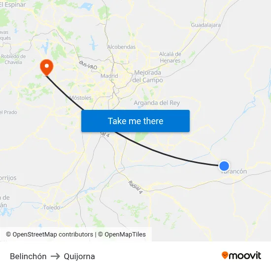 Belinchón to Quijorna map