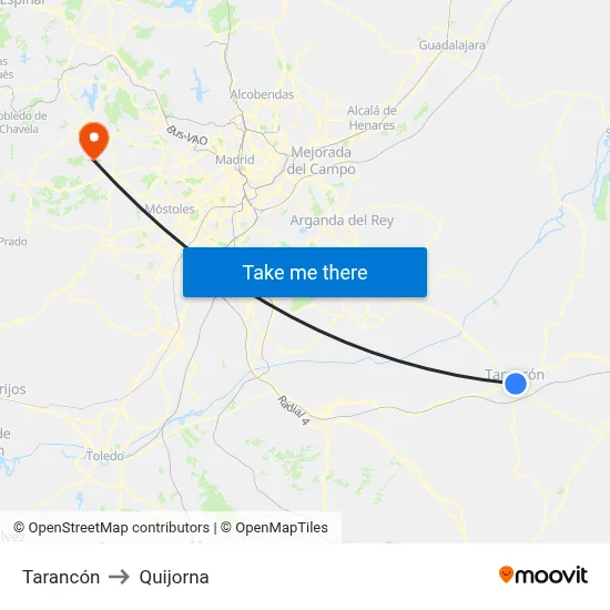 Tarancón to Quijorna map
