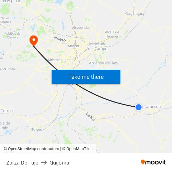 Zarza De Tajo to Quijorna map
