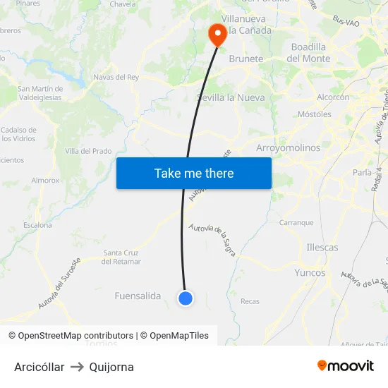 Arcicóllar to Quijorna map