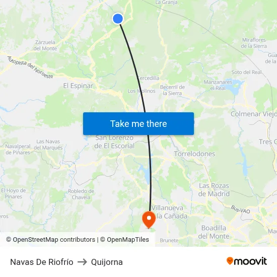 Navas De Riofrío to Quijorna map