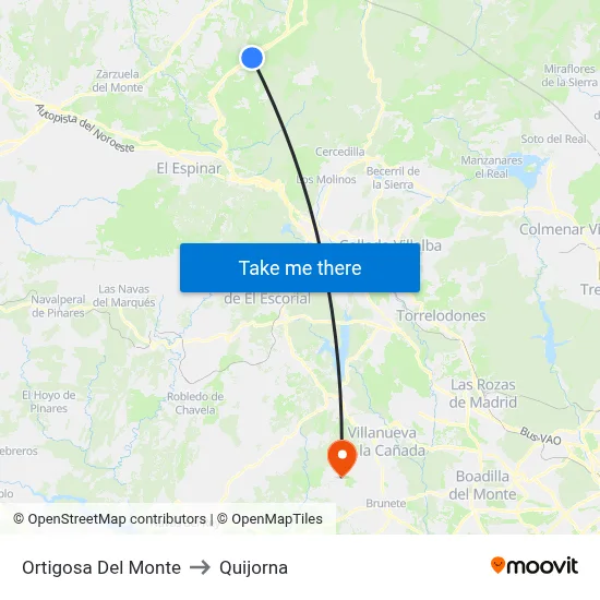 Ortigosa Del Monte to Quijorna map