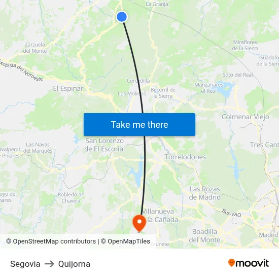 Segovia to Quijorna map