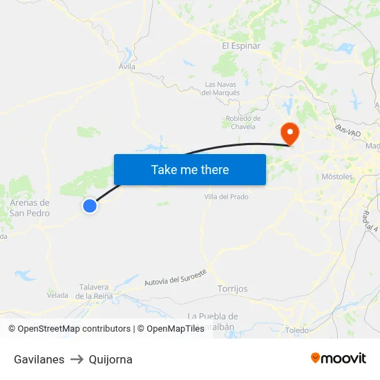 Gavilanes to Quijorna map