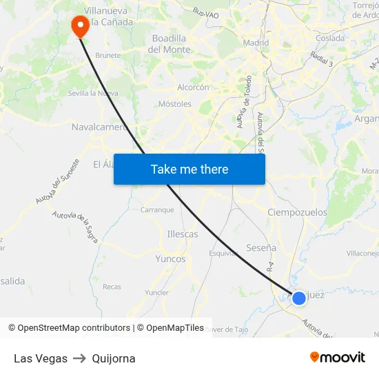 Las Vegas to Quijorna map