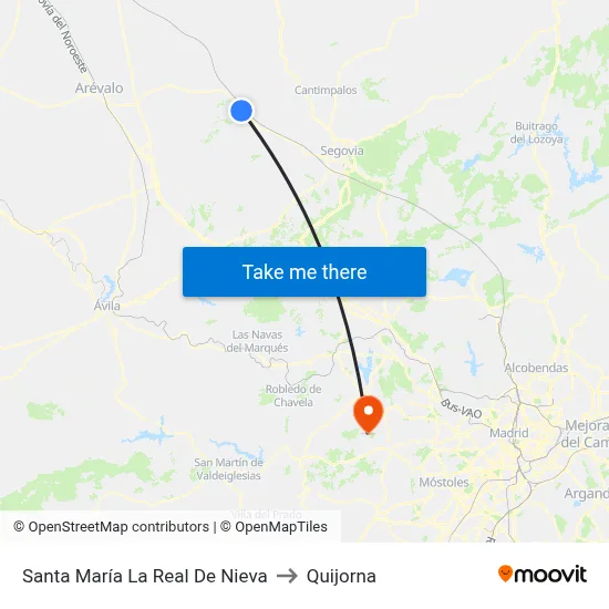Santa María La Real De Nieva to Quijorna map
