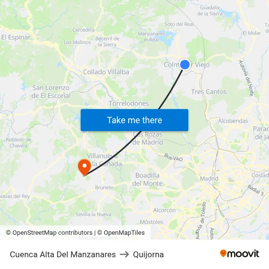 Cuenca Alta Del Manzanares to Quijorna map