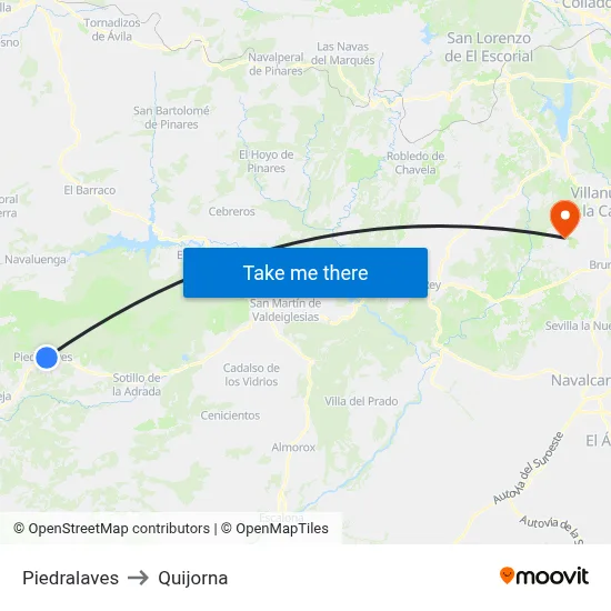 Piedralaves to Quijorna map