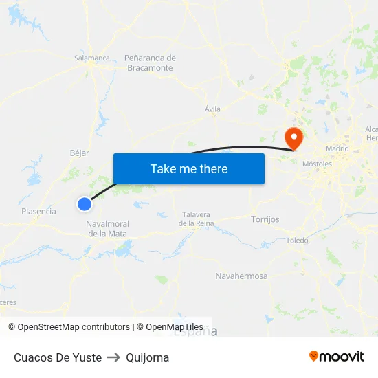 Cuacos De Yuste to Quijorna map