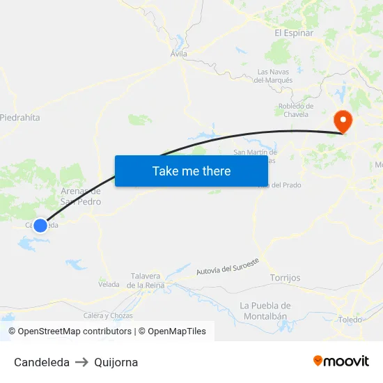 Candeleda to Quijorna map