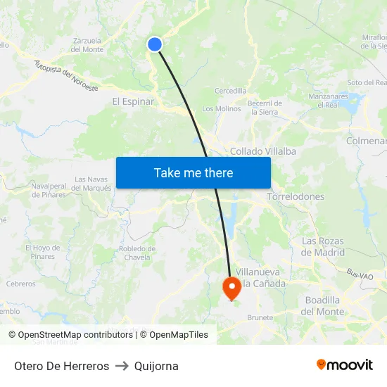 Otero De Herreros to Quijorna map