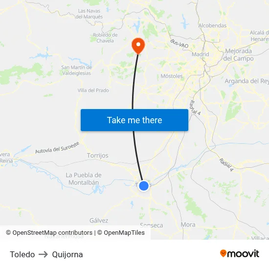 Toledo to Quijorna map