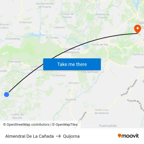 Almendral De La Cañada to Quijorna map