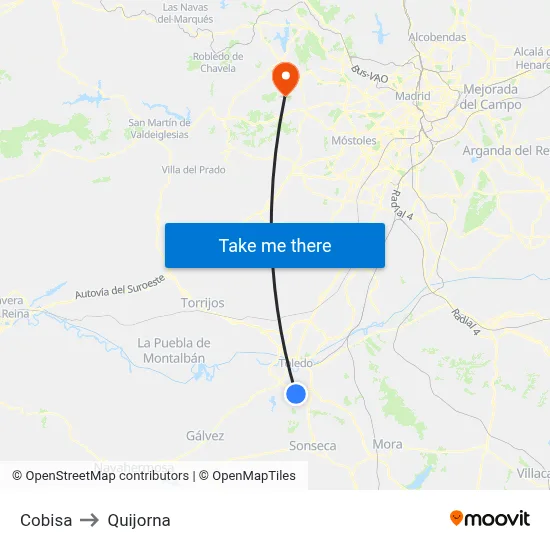Cobisa to Quijorna map