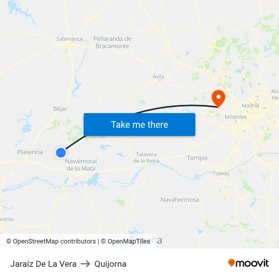 Jaraíz De La Vera to Quijorna map