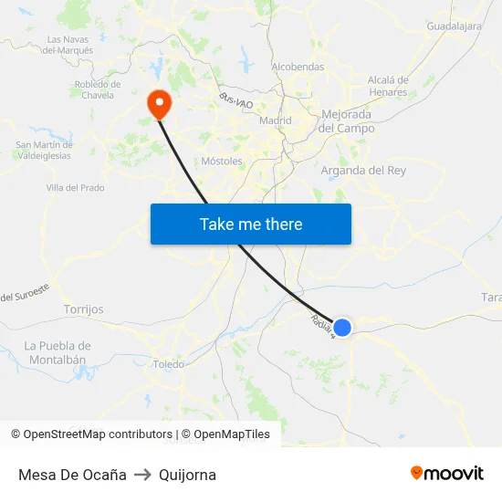 Mesa De Ocaña to Quijorna map