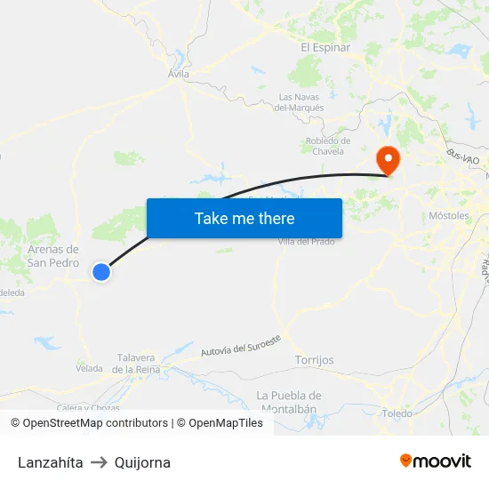 Lanzahíta to Quijorna map