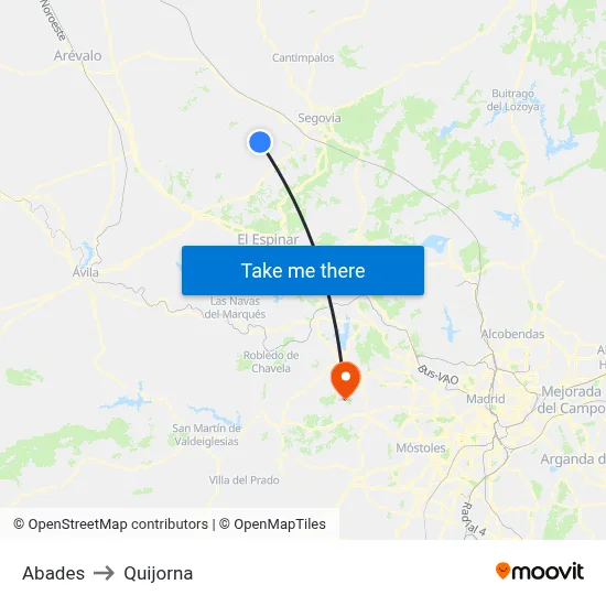 Abades to Quijorna map