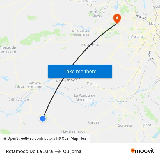 Retamoso De La Jara to Quijorna map