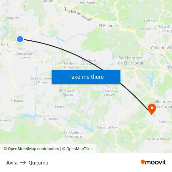 Ávila to Quijorna map
