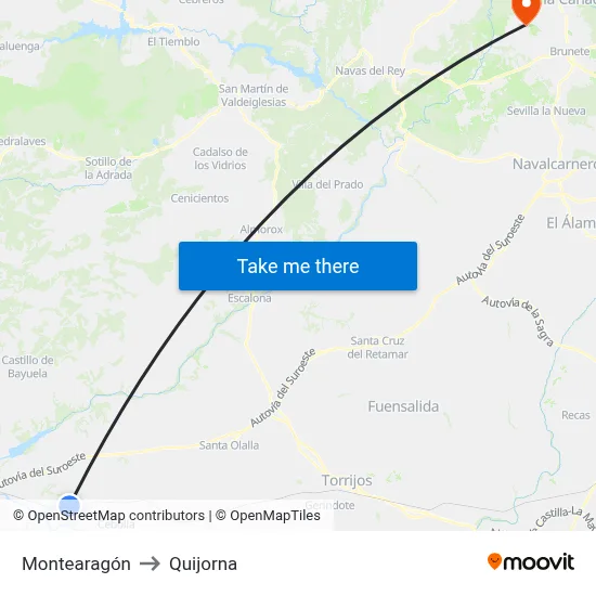 Montearagón to Quijorna map