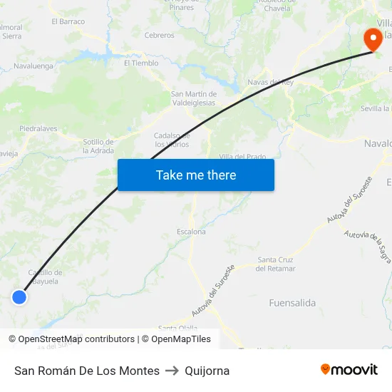 San Román De Los Montes to Quijorna map