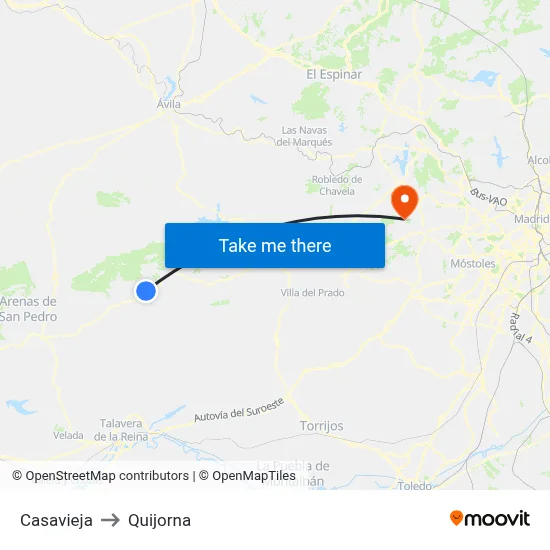Casavieja to Quijorna map