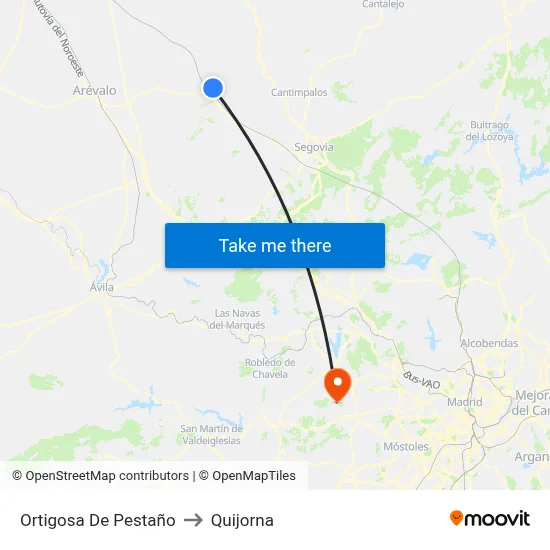Ortigosa De Pestaño to Quijorna map