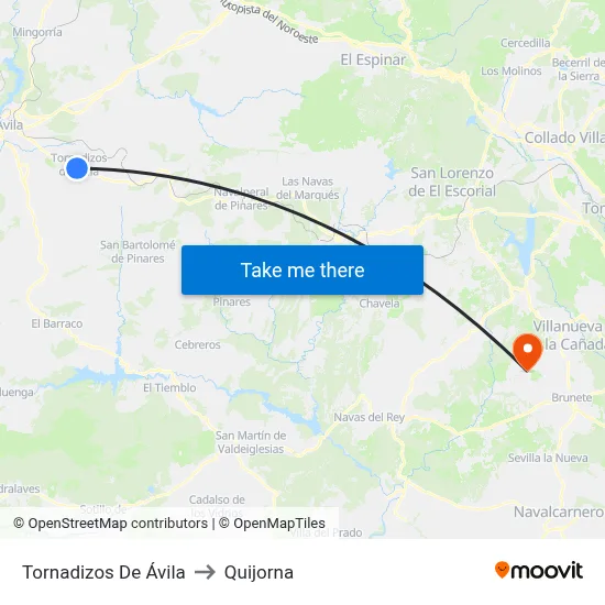 Tornadizos De Ávila to Quijorna map