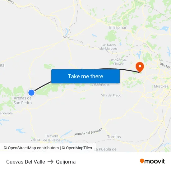 Cuevas Del Valle to Quijorna map