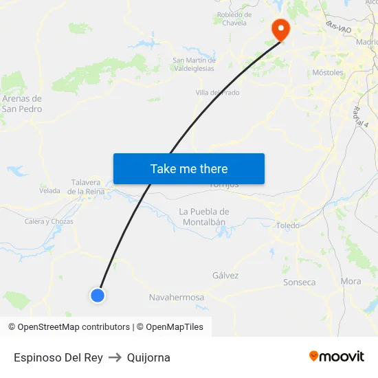 Espinoso Del Rey to Quijorna map