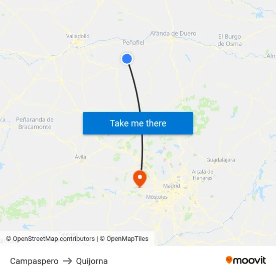 Campaspero to Quijorna map