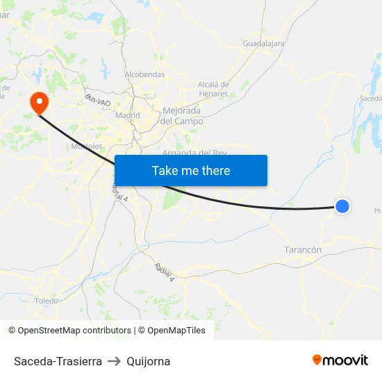 Saceda-Trasierra to Quijorna map