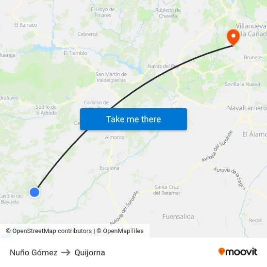 Nuño Gómez to Quijorna map