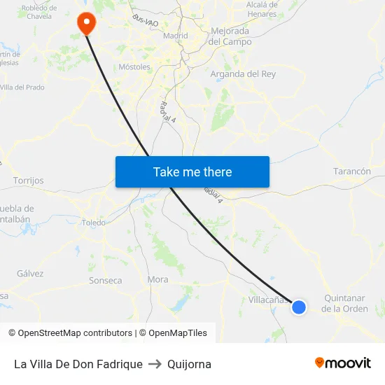 La Villa De Don Fadrique to Quijorna map