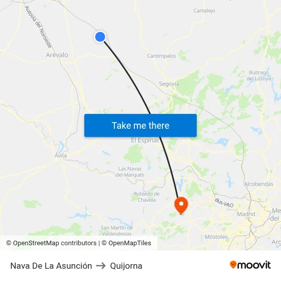 Nava De La Asunción to Quijorna map