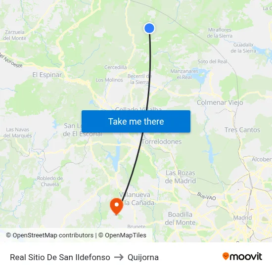 Real Sitio De San Ildefonso to Quijorna map