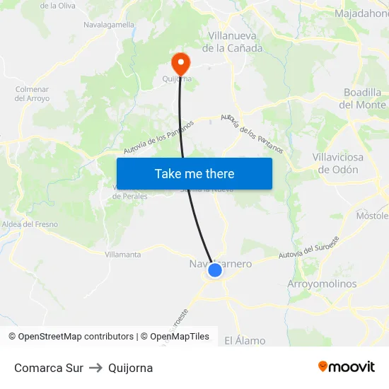 Comarca Sur to Quijorna map