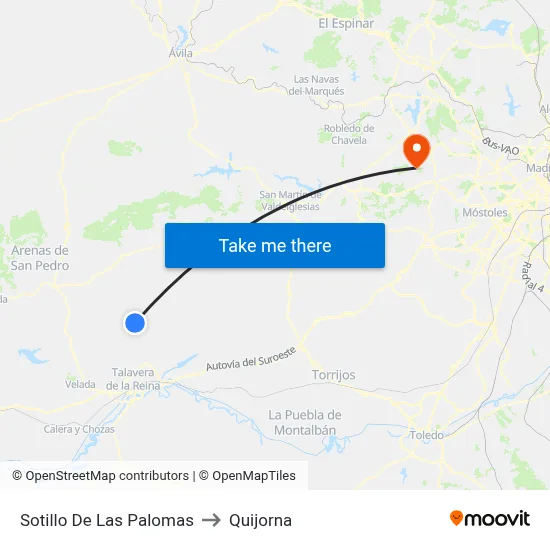 Sotillo De Las Palomas to Quijorna map