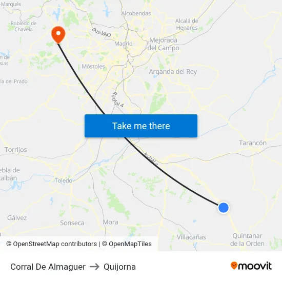 Corral De Almaguer to Quijorna map