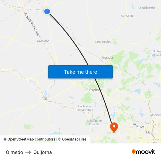 Olmedo to Quijorna map
